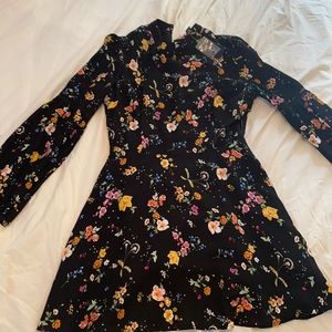 Black Floral A-Line dress